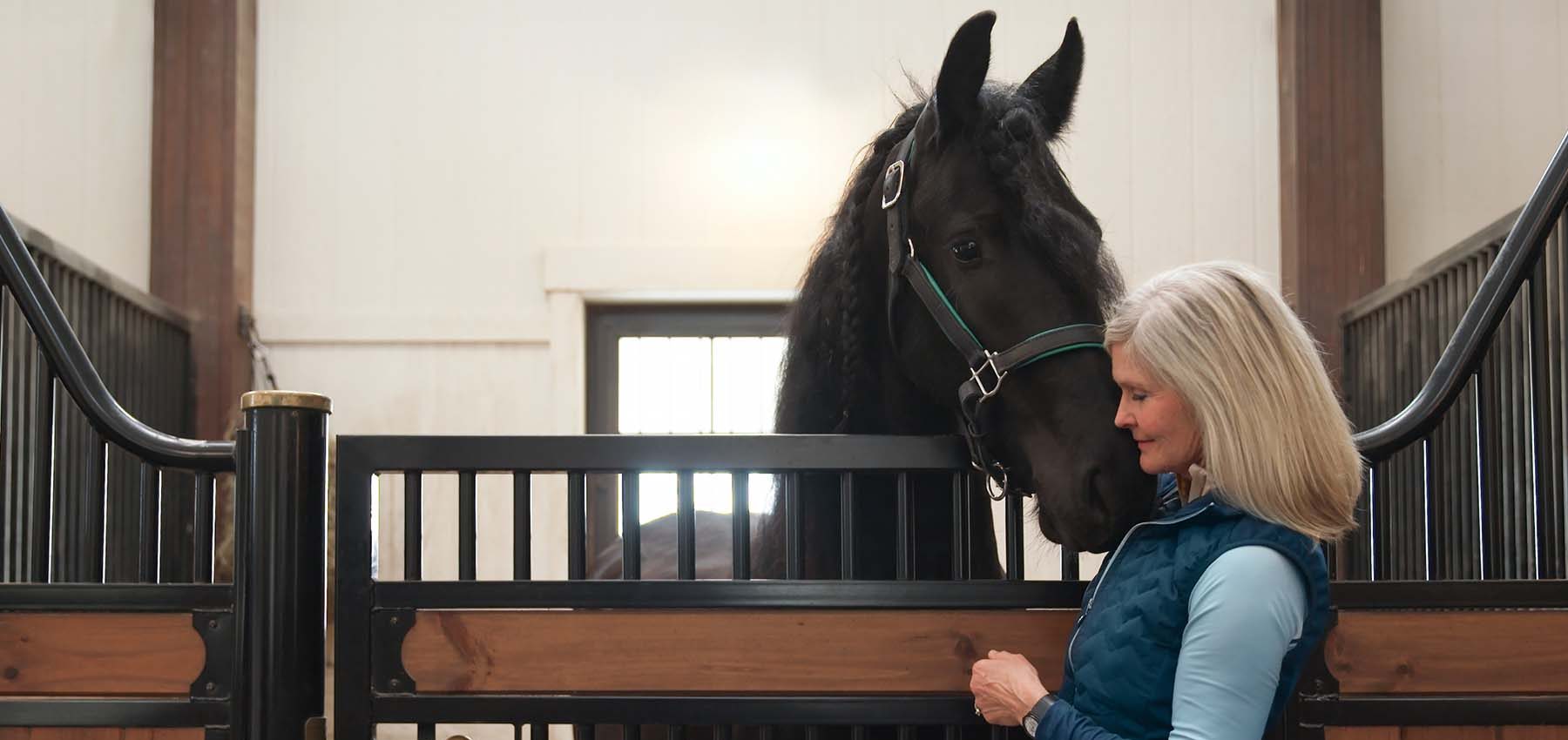 Cherith Brook Farm closeup of horse and trainer Linda Lawson