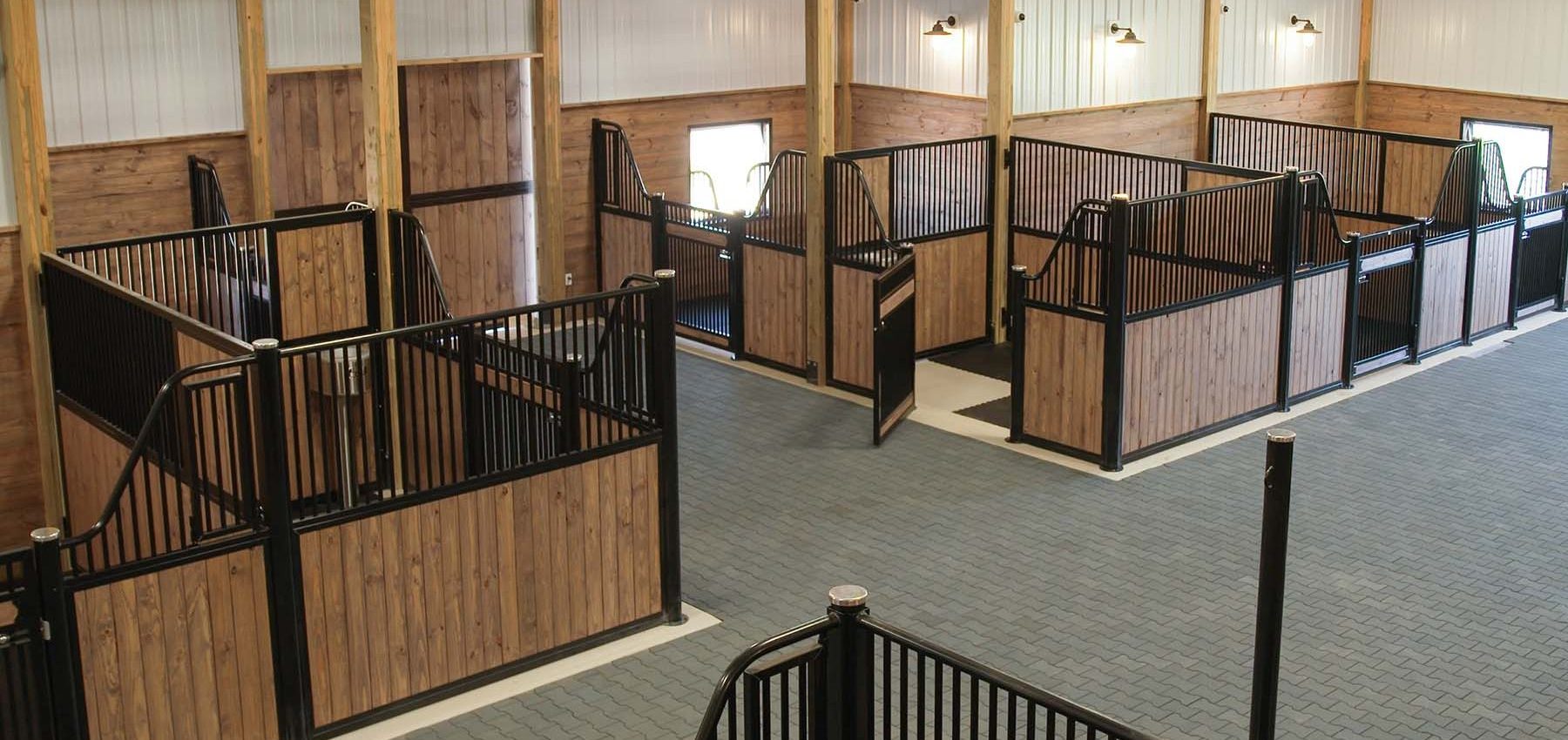Cherith Brook Farm overhead view of hinged low euro stalls