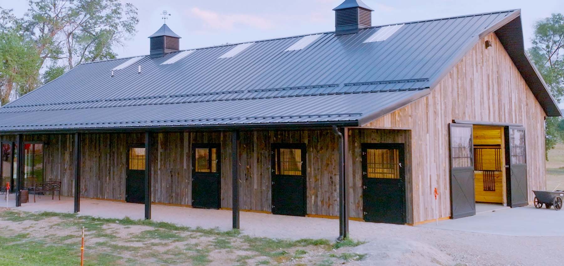 Private barn exterior WYTK Ranch barn end doors and hinged Dutch doors