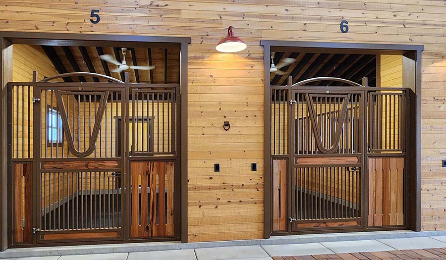 European Hinged Horse Stall Front Yoke Top HVH Grill Bottom