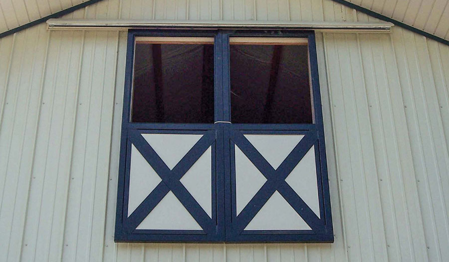 Style LD006 - Split sliding loft doors with crossbucks