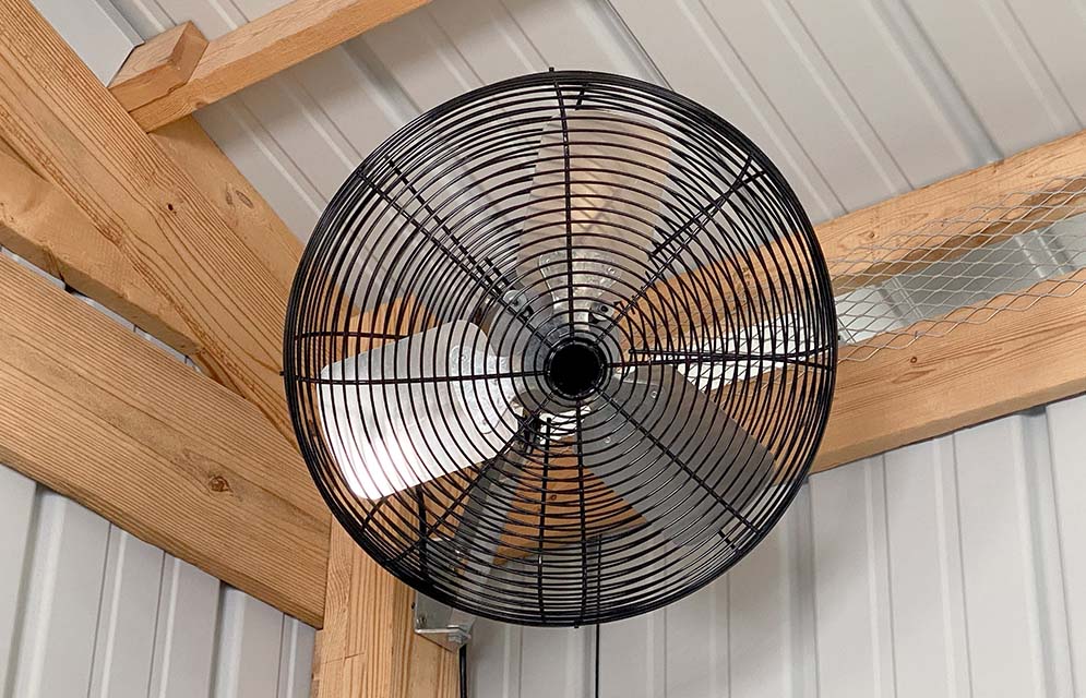 Indoor horse stall basket fan