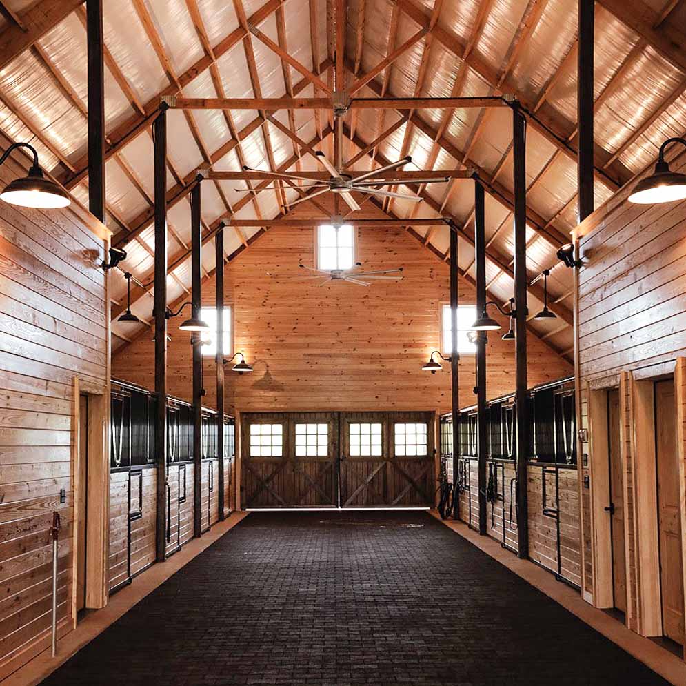 Interior Legend sliding horse stall front at James Creek. Testimonial photo