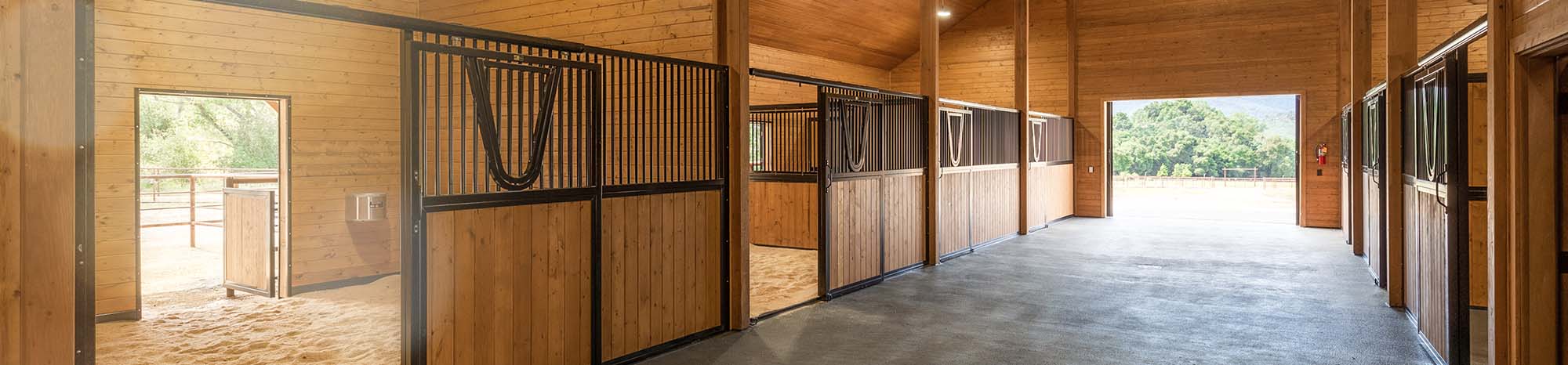 Legend sliding doors with grill stall front and top yoke.