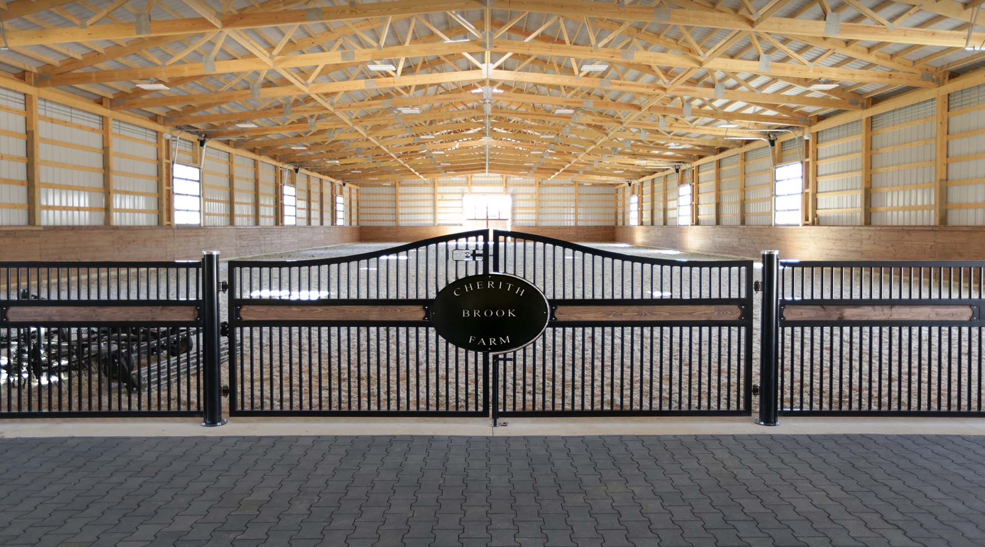 Custom arena entrance gate. True-step® rubber paver flooring