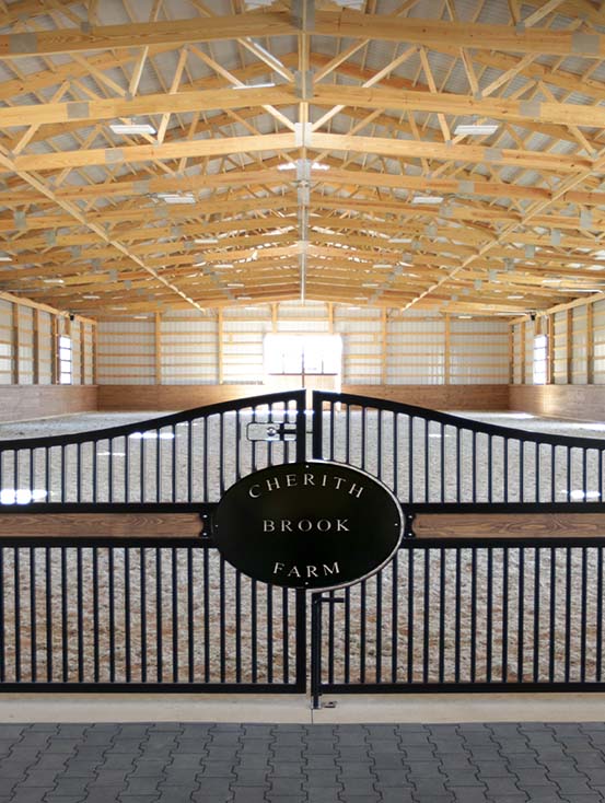 Cherith Brook Farm entrance gates.