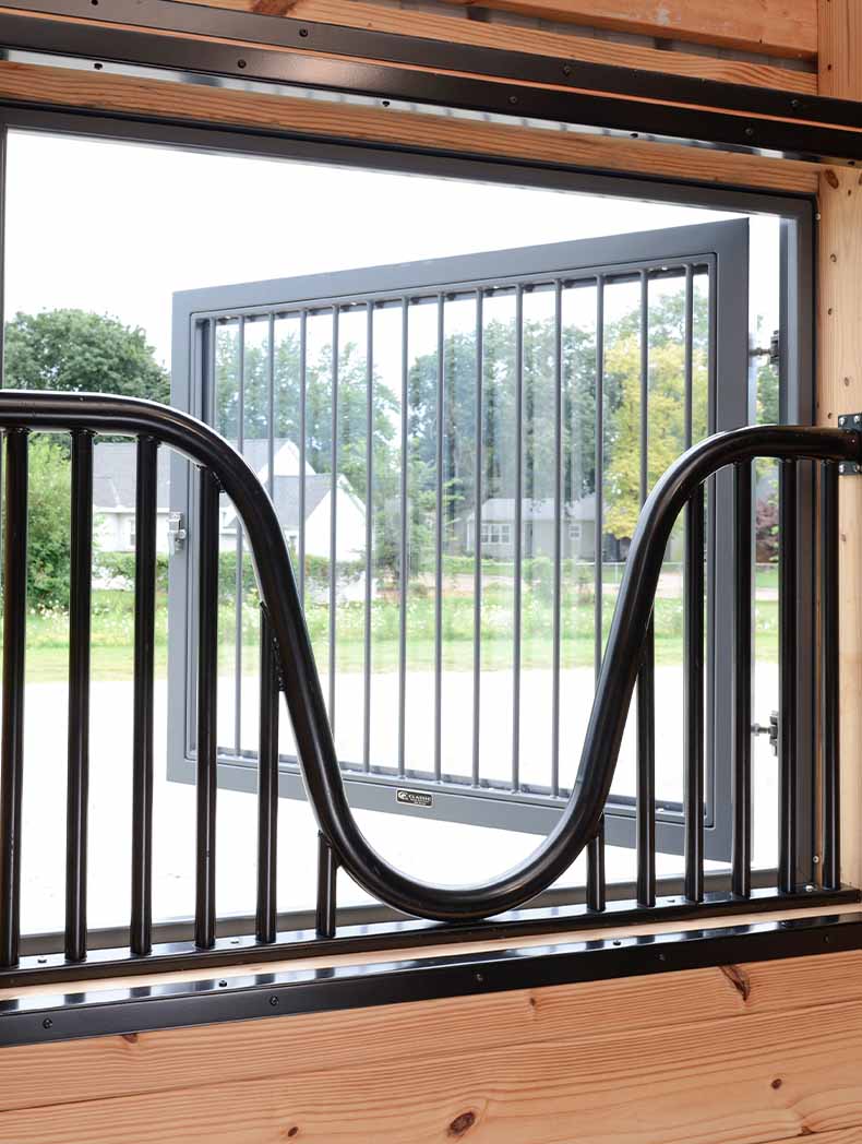 Hinged barn window