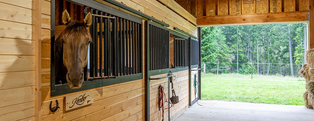Sliding door with horse in stall